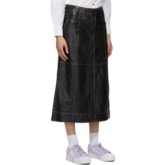 GANNI Black Lamb Leather Skirt GANNI
