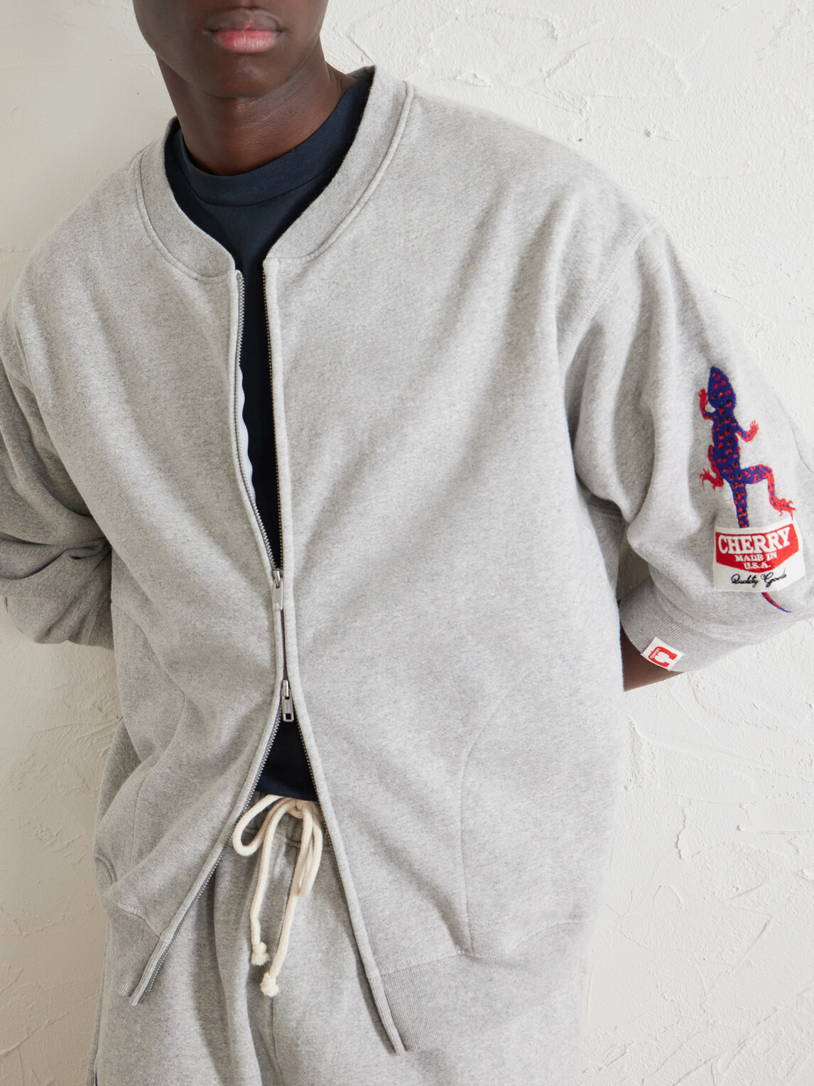 Cherry Los Angeles - Logo-Embroidered Cotton-Jersey Zip-Up Sweatshirt - Gray