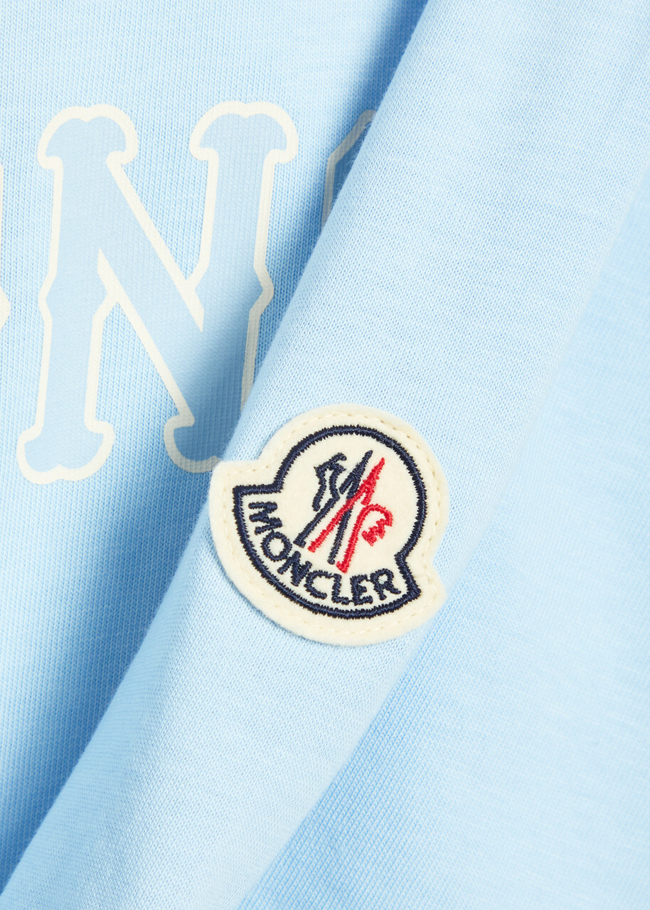 Moncler Logo-print Cotton T-shirt Light Blue