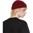 Versace Jeans Couture Red Rib Knit Logo Beanie