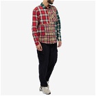 Taikan Men's Patchwork Check Shirt in Sand/Pine/Red