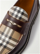 Burberry - Checked Leather Penny Loafers - Brown