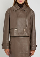 Joseph Blaise Cropped Leather Jacket Brown Light