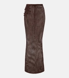 Bananhot Cori open-knit lamé maxi skirt