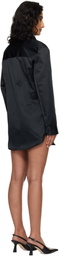 The Frankie Shop Black Akita Satin Cinched Shirt Minidress