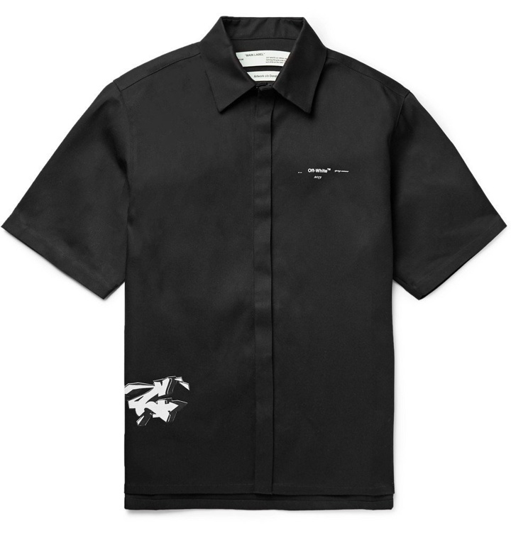 Photo: Off-White - Dondi White Printed Cotton-Blend Twill Shirt - Men - Black