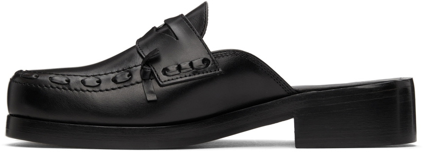 Stefan Cooke Black Polished Button Mules Stefan Cooke