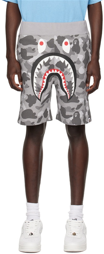 Photo: BAPE Gray Honeycomb Camo Shark Shorts