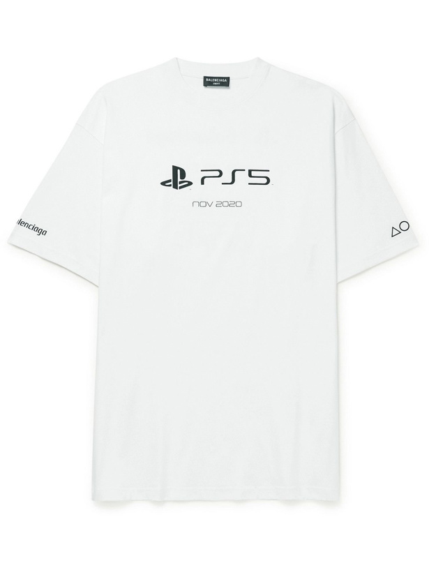 Photo: Balenciaga - PlayStation Printed Cotton-Jersey T-Shirt - White