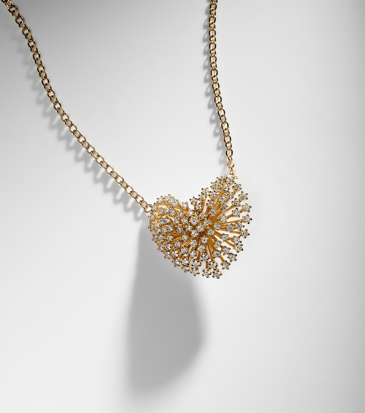 Sydney Evan Heart Large 14kt gold pendant necklace with diamonds