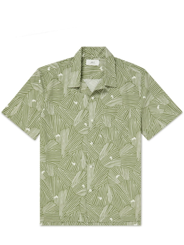 Photo: Mr P. - Convertible-Collar Printed Organic Cotton Shirt - Green