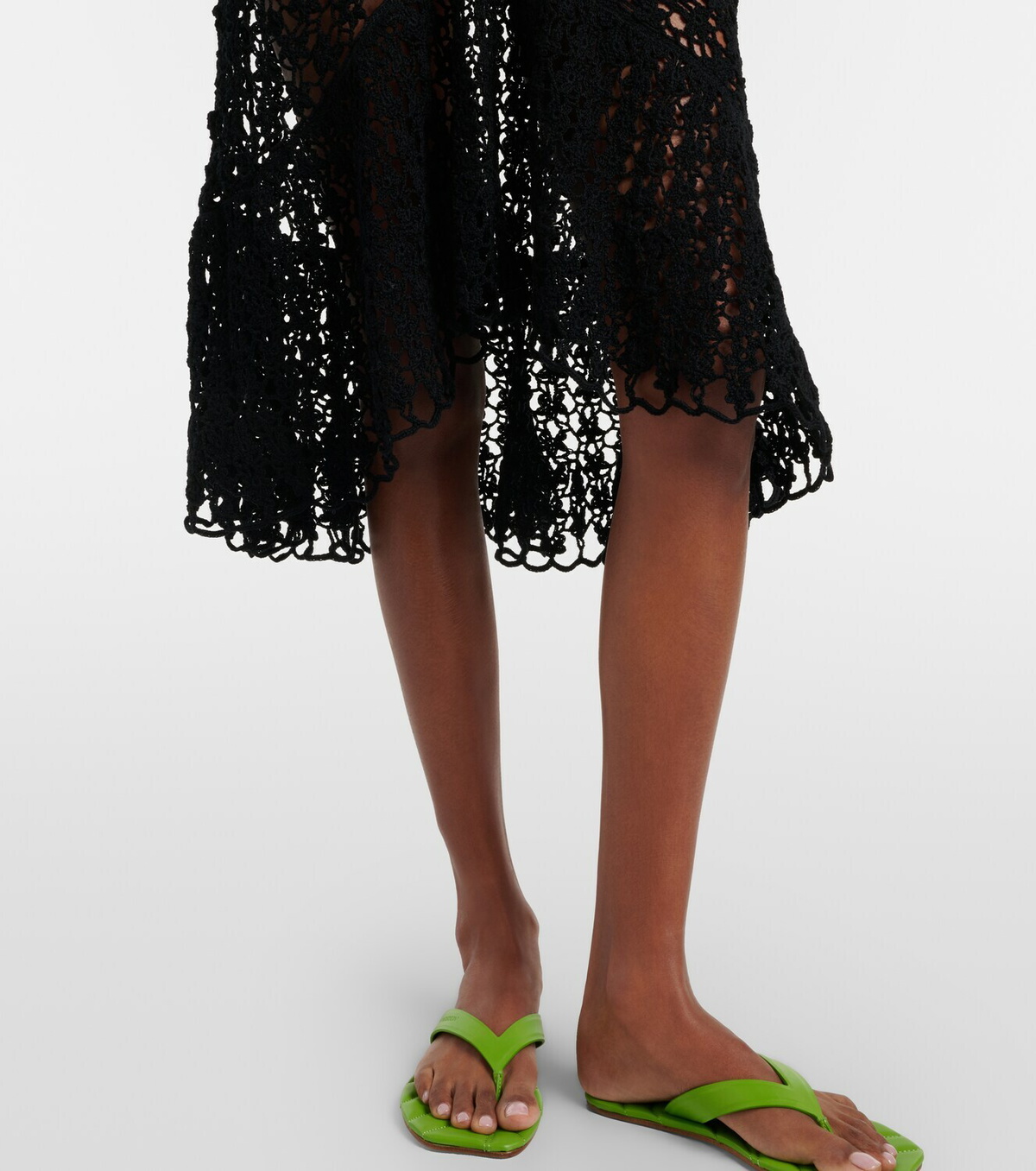 JW Anderson Ruffled crochet cotton midi dress