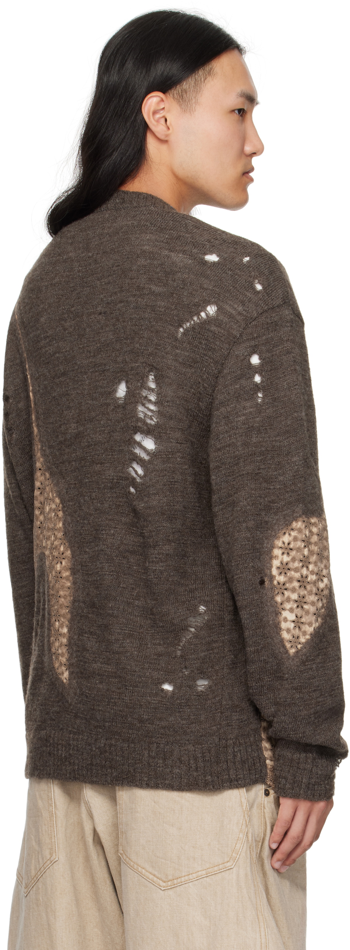 Khoki Brown Needle Punched Cardigan