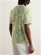 Wales Bonner - Original Logo-Embroidered Leopard-Print Organic Cotton-Jersey T-Shirt - Green
