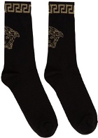 Versace Black & Gold Jacquard Medusa Socks