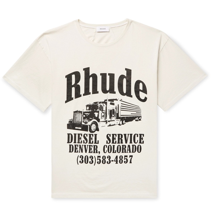 Photo: Rhude - Logo-Print Cotton-Jersey T-Shirt - White