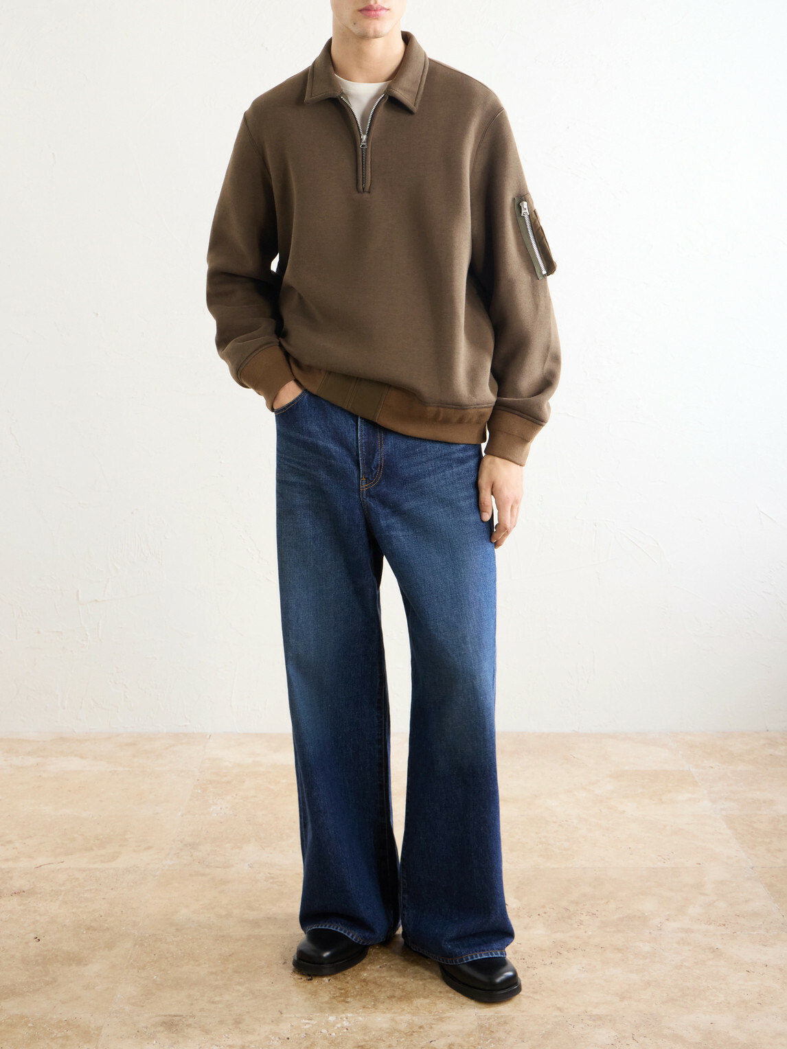 Sacai - Cotton-Blend Half-Zip Sweater - Brown Sacai