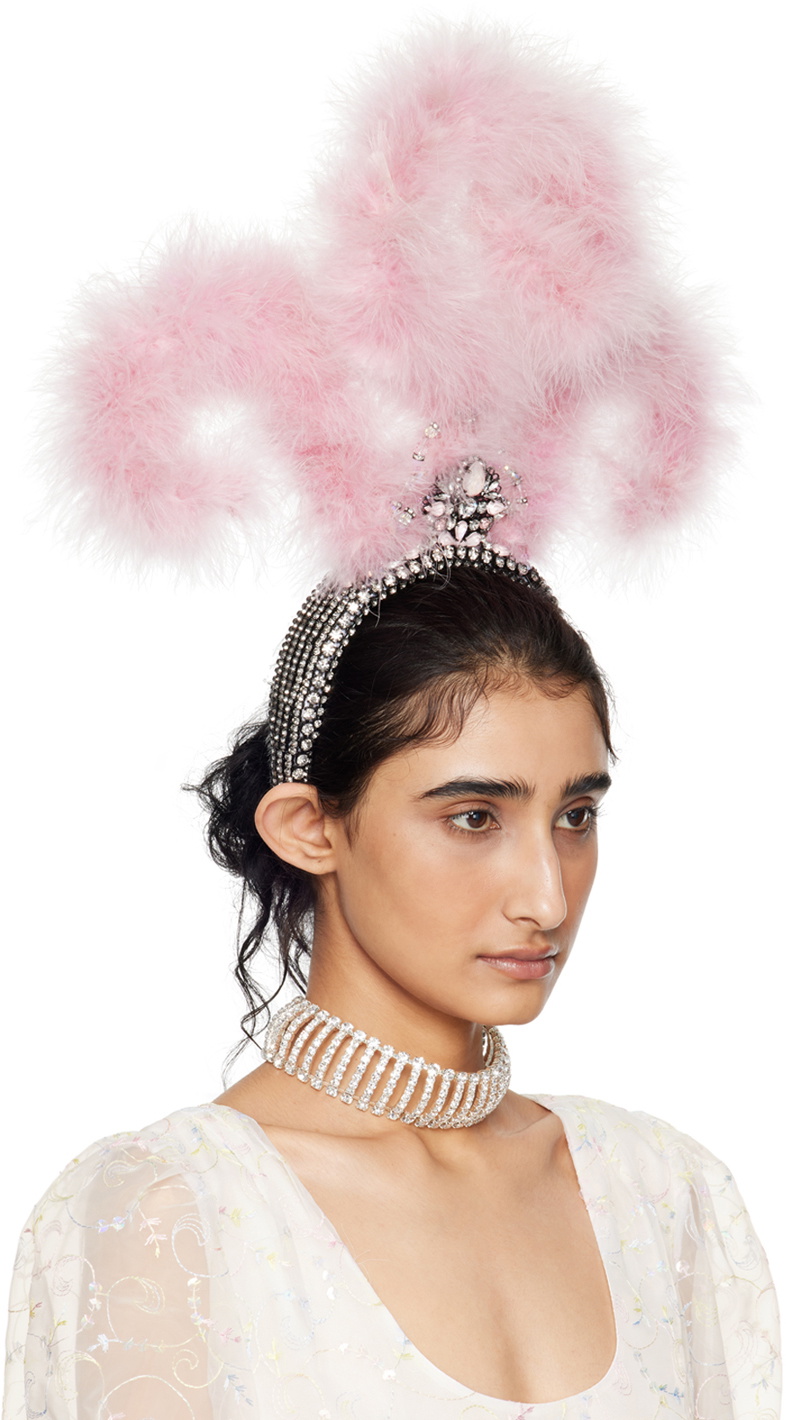Black and Pink Feathered Headband Pink and Black Feather Fascinator - Etsy main image 3