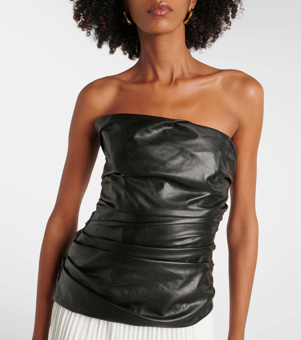 white christmas dresses Arie Pleated Poplin Strapless Bustier Midi Dress main image 1