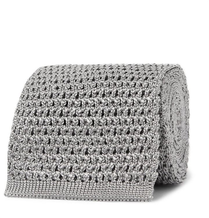 Photo: TOM FORD - 7.5cm Knitted Silk Tie - Light gray