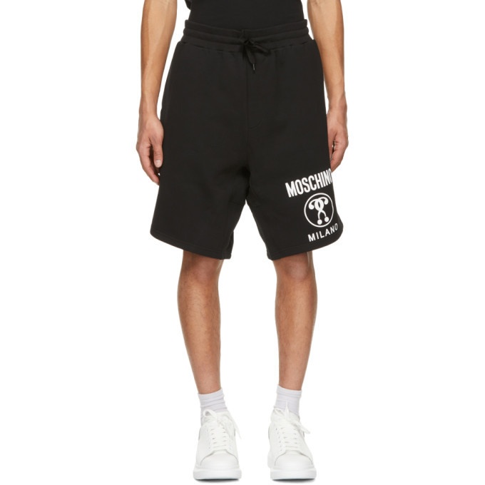 Photo: Moschino Black and White Double Question Mark Shorts