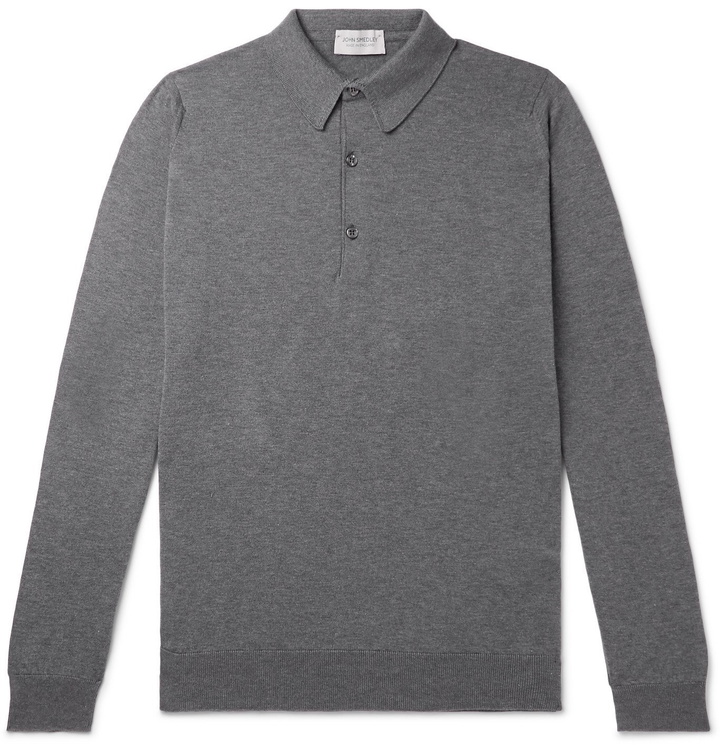 Photo: John Smedley - Bradwell Sea Island Cotton Polo Shirt - Gray