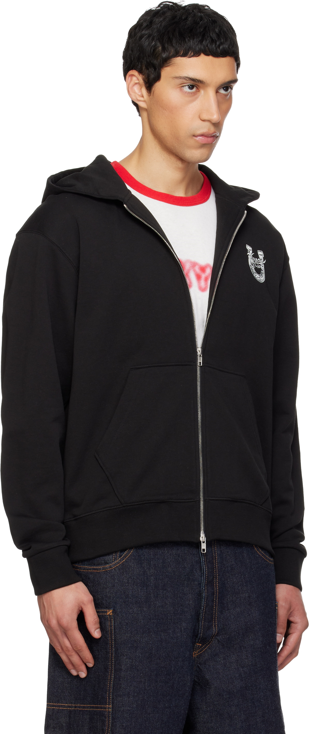 Kenzo Black Kenzo Paris 'Lunar New Year' Embroidered Zip Up Hoodie