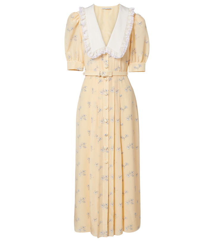 Photo: Alessandra Rich Lace-trimmed floral silk shirt dress