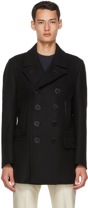 Photo: TOM FORD Black Double-Breasted Peacoat