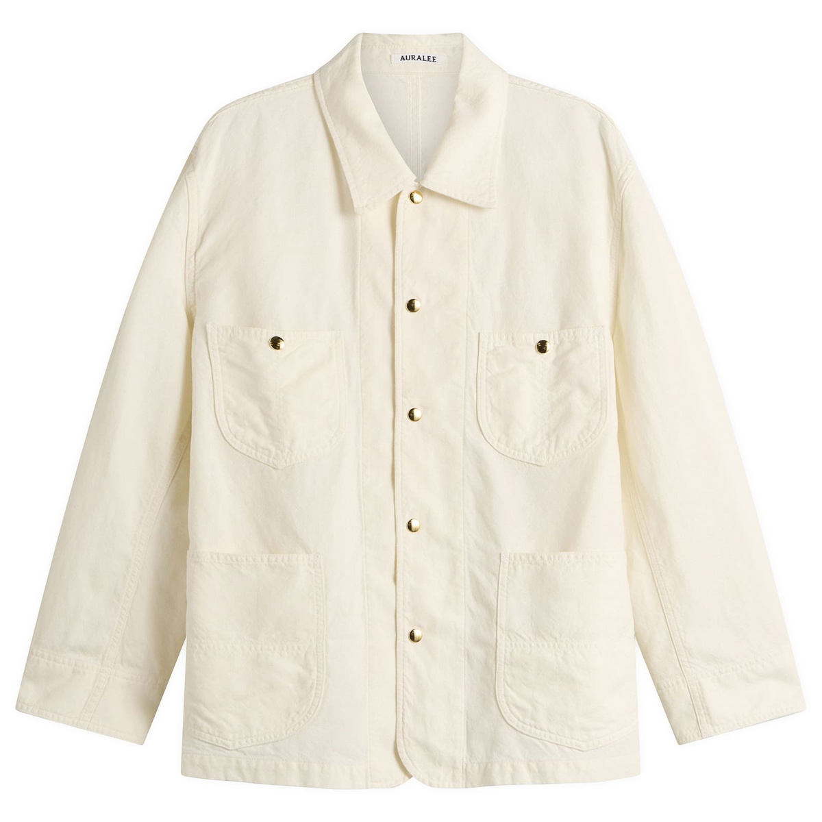 Auralee Men's Wool Cotton Linen Ox Work Jacket in Off White