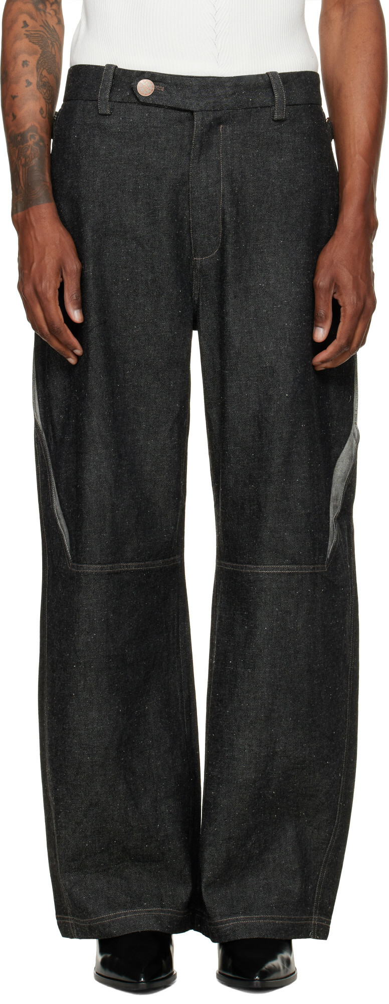 NULLUS Black Low Poly Shift Jeans