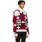 Calvin Klein 205W39NYC White and Red Logo Crewneck Sweater