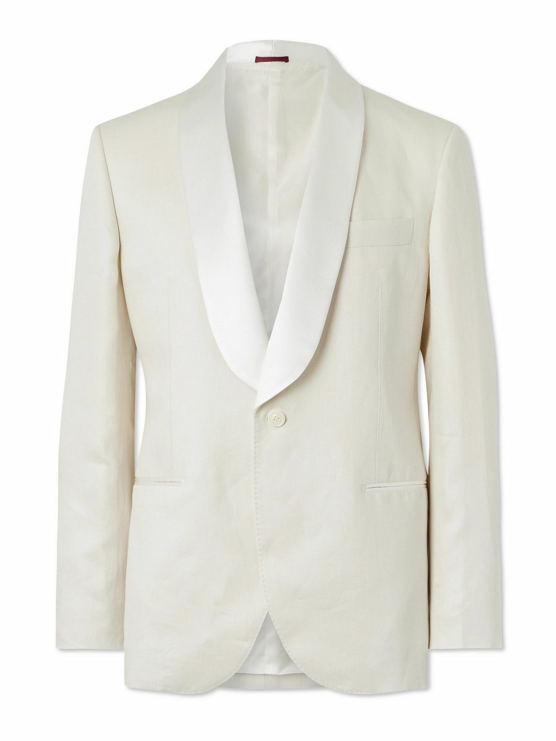 Brunello Cucinelli - Shawl-Lapel Satin-Trimmed Linen Tuxedo Jacket - Neutrals