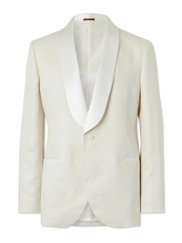 Photo: Brunello Cucinelli - Shawl-Lapel Satin-Trimmed Linen Tuxedo Jacket - Neutrals
