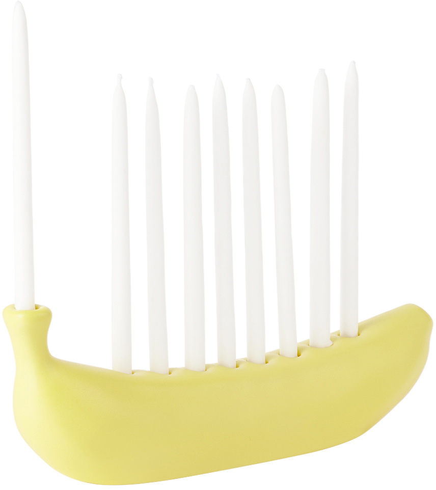 BKLYN CLAY Yellow E For Effort Edition Banorah Candle Holder Set