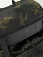SAINT LAURENT - City Leather-Trimmed Camouflage-Print Nylon Backpack - Black