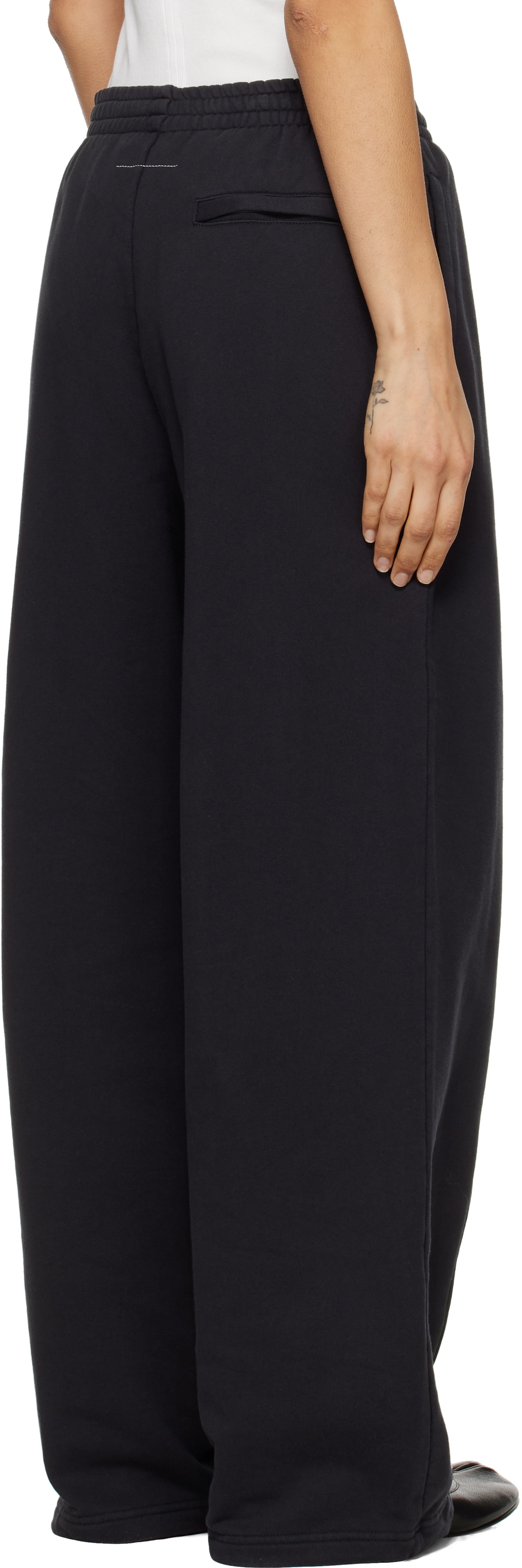 MM6 Maison Margiela Black Unbrushed Taped Logo Lounge Pants