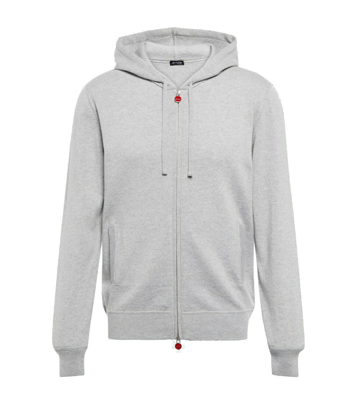 【送料&関税込】Kiton Zip Hoodie With Grey/white Pattern Kiton - Cable-Knit Cashmere Zip-Up Hoodie - Gray Kiton