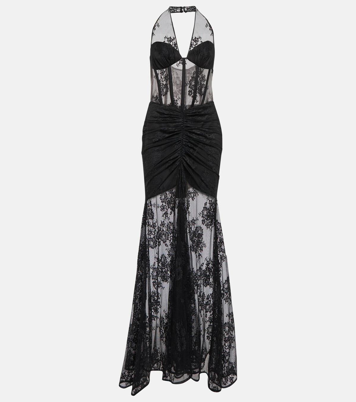 chinese dress ladies Crepe and lace maxi dress