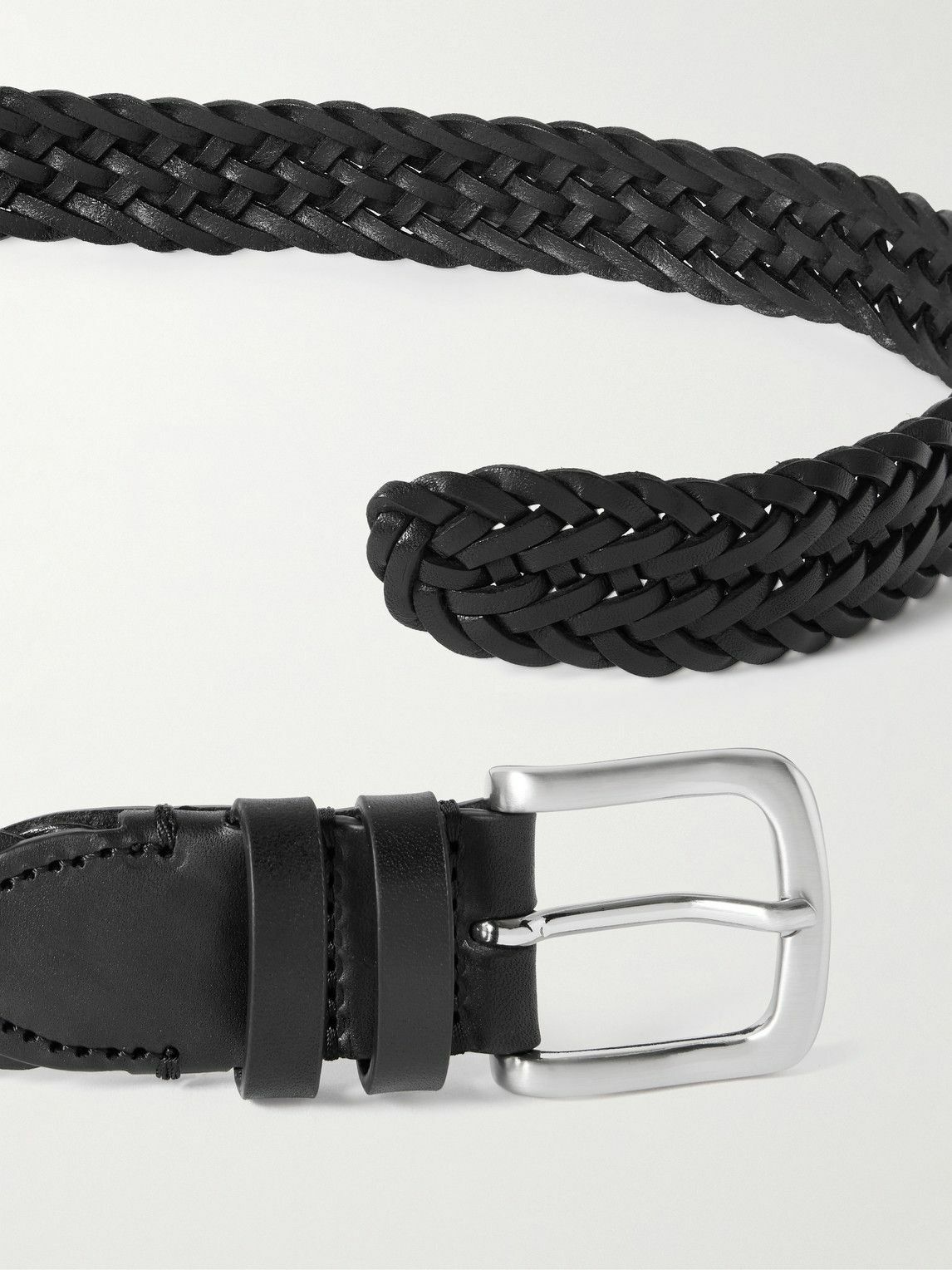 Mr P. - 3cm Woven Leather Belt - Black