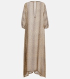 Roberto Cavalli Leopard-print semi-sheer silk kaftan