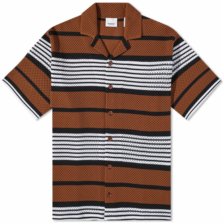 Photo: Burberry Men's Triple Stripe Woven Vacation Shirt in Dark Birch Brown