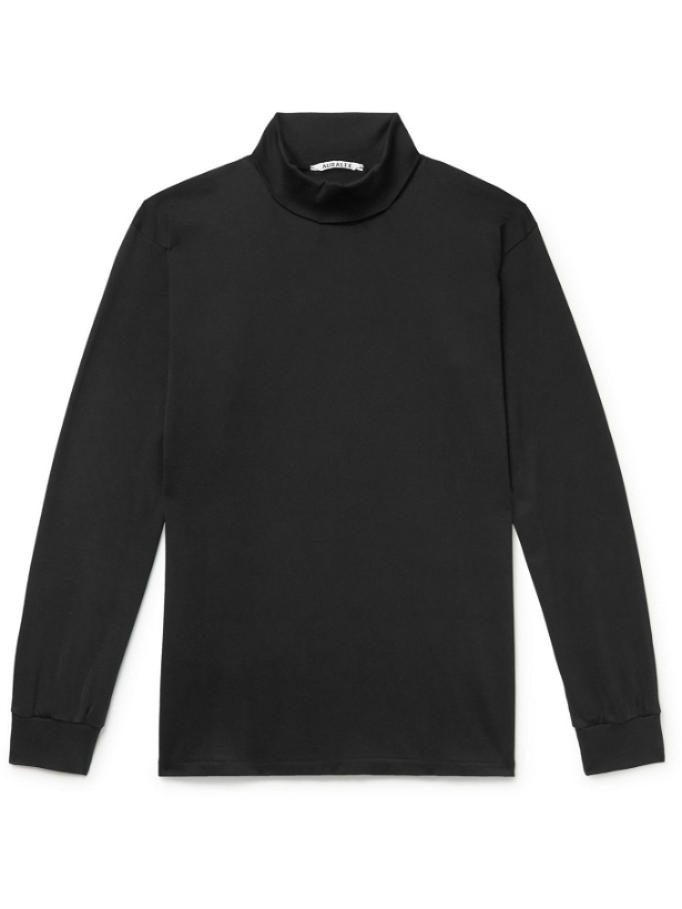 Photo: Auralee - Cotton-Jersey Rollneck Sweater - Black