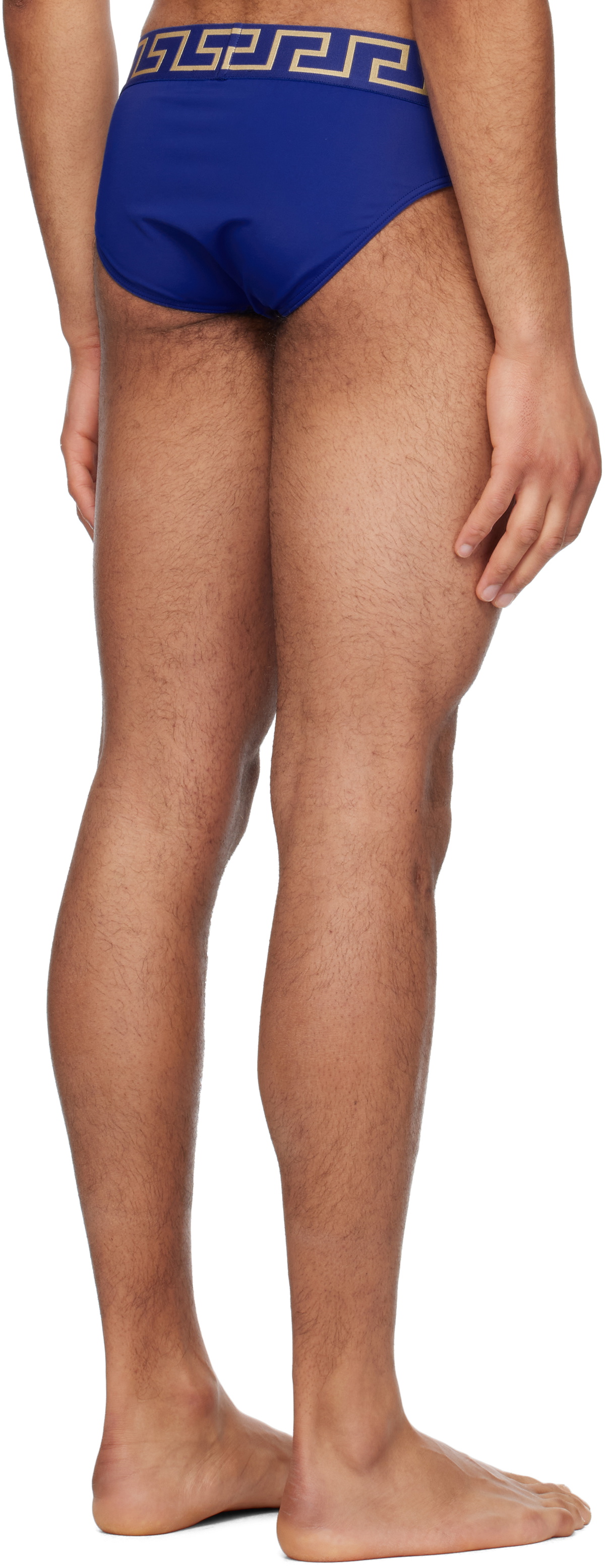 Versace Underwear Blue Greca Border Swim Briefs