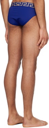 Versace Underwear Blue Greca Border Swim Briefs