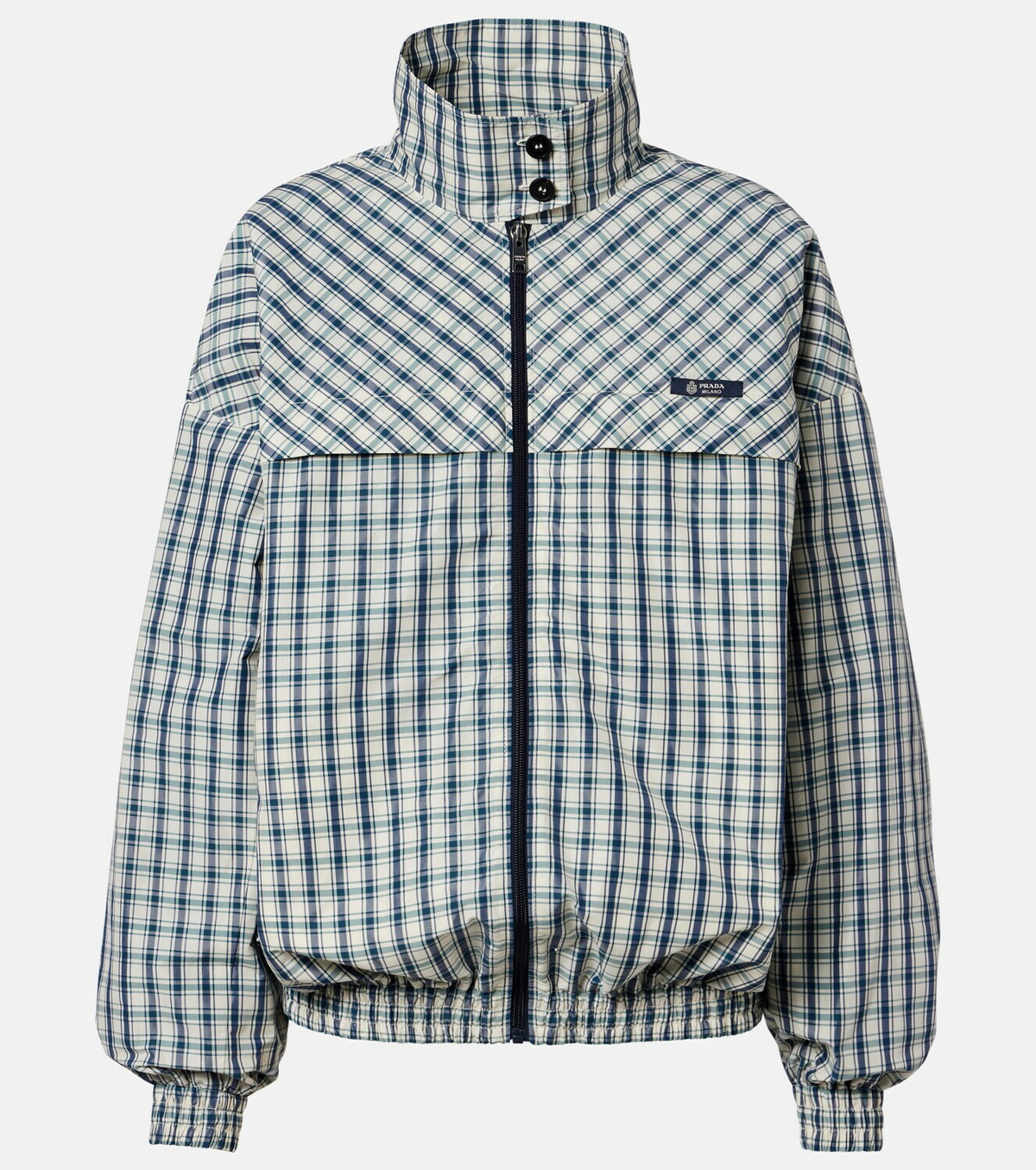 Prada Checked cotton-blend chambray jacket