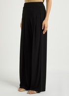 High Slip-over Wide-leg Jersey Trousers Black