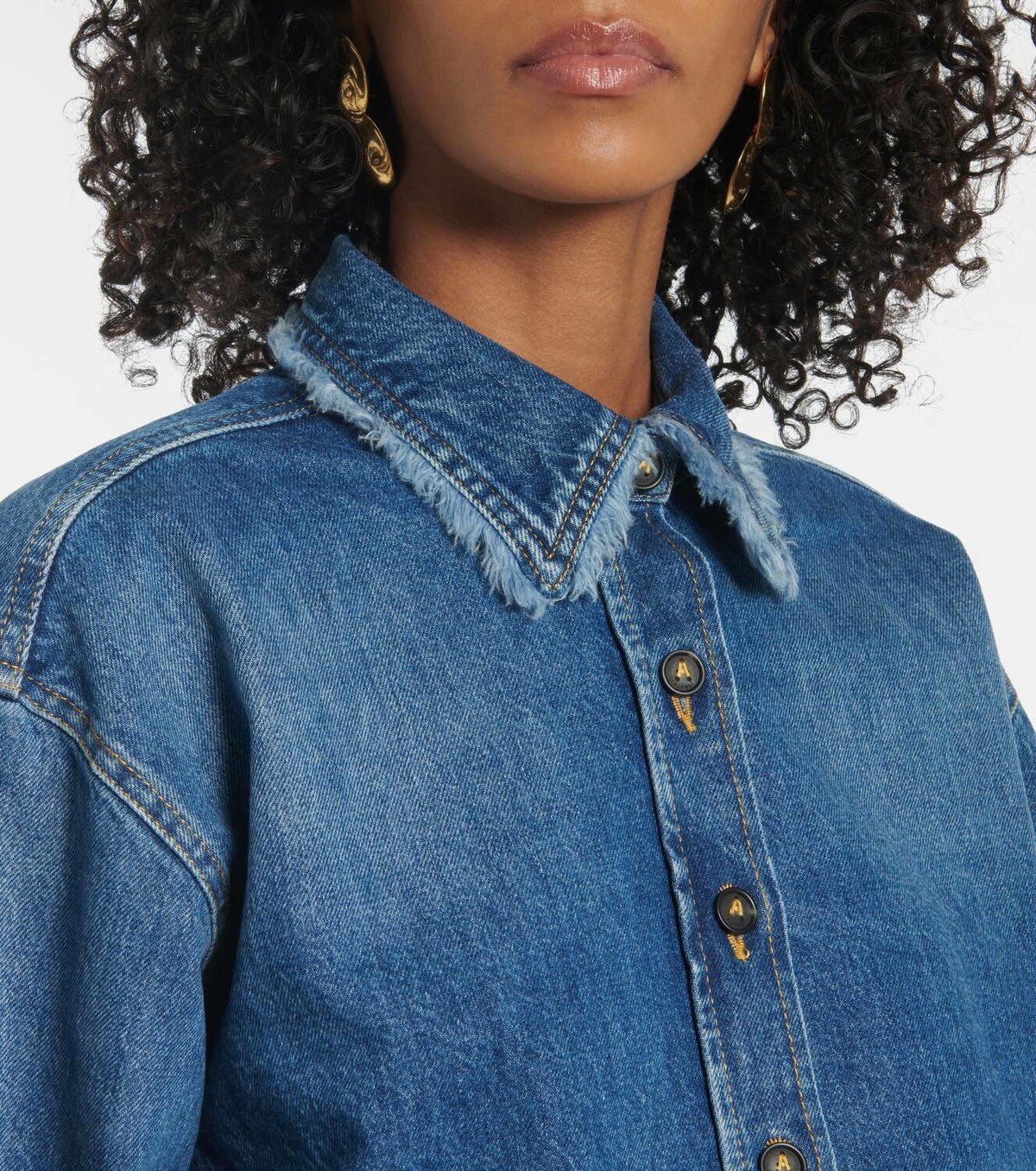 Alanui Fringed cropped denim overshirt