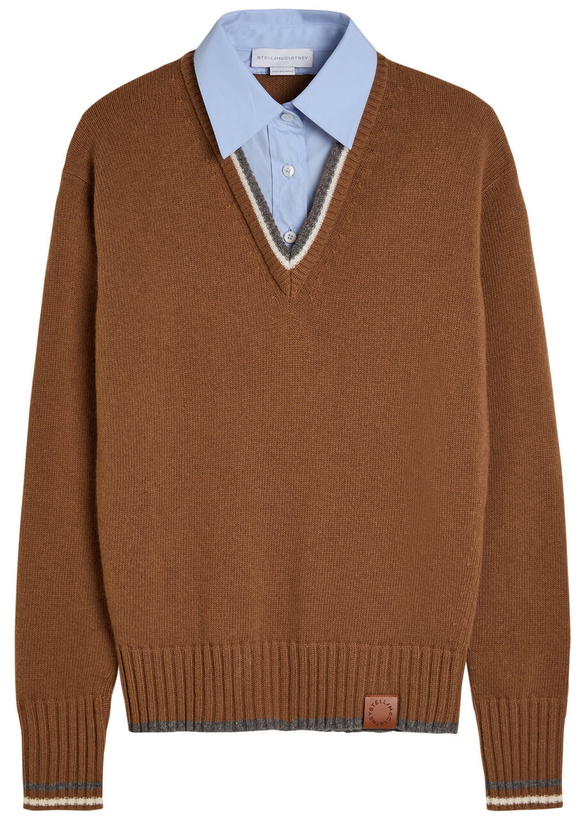 Photo: Stella Mccartney Shirt-effect Wool Jumper Brown