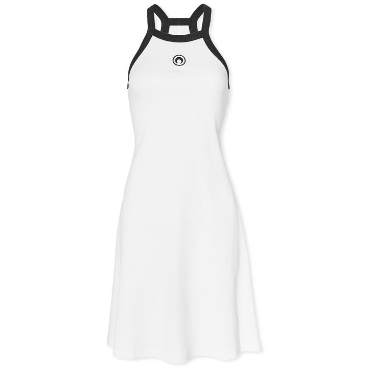 Photo: Marine Serre Women's Organic Cotton Rib Flared Dress in White